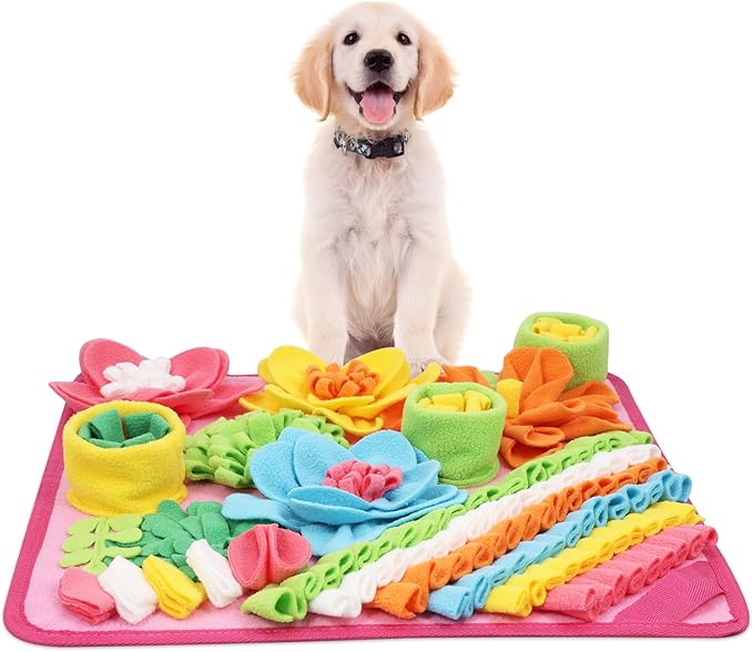 KeeKit Snuffle Mat for Dogs & Cats - Slow Feeding Mat for Small & Medium Breeds, Encourages Natural Foraging Skills, Durable Foraging Mat for Mental Stimulation, Pink
