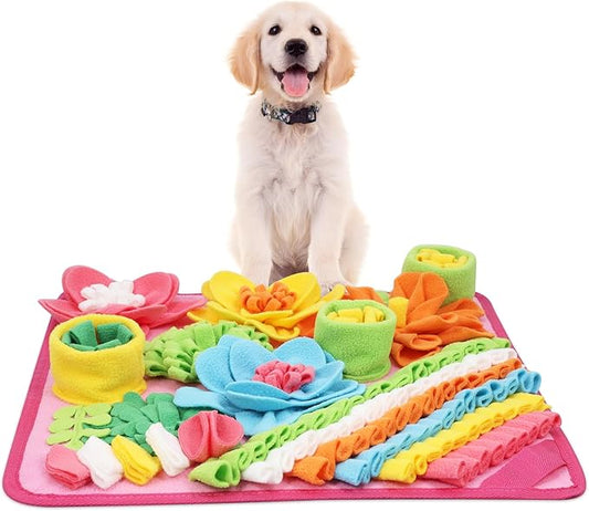 KeeKit Snuffle Mat for Dogs & Cats - Slow Feeding Mat for Small & Medium Breeds, Encourages Natural Foraging Skills, Durable Foraging Mat for Mental Stimulation, Pink