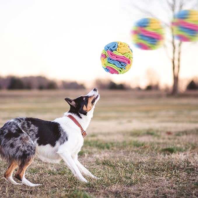 WishLotus Plush Snuffle Ball, Interactive Dog Brain Stimulating Puzzle Toys for Dogs Enrichment Game Feeding Mat Slow Feeder Stress Relief Toy (Candy)
