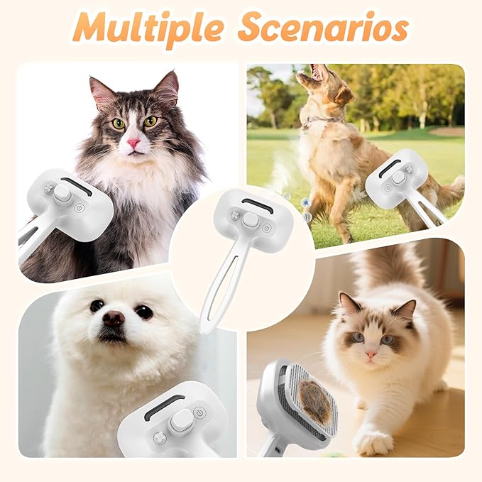 Pet Steam Brush Set for Dogs, 2025 New Self-Cleaning Pet Brush, Multi-Function Pets Hair Removal Brushes for Home Use, Portable Dog Cat Grooming Brushes for Pets Owners (Pink)