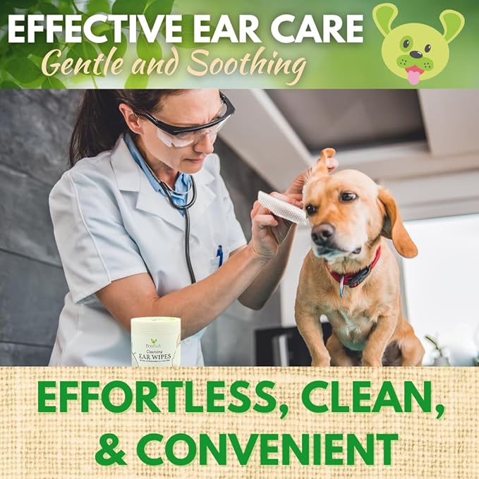 EcoBark Dog Ear Cleaner - Dog Ear Wipes with Finger Pad in Ear Solution - Gentle Otic Dog Grooming Supplies to Soothe Dog Ear Itching - Cleanse Away Dirt and Debris