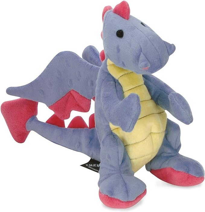 goDog Bubble Plush Dragons Squeaky Dog Toy, Chew Guard Technology - Periwinkle, Small