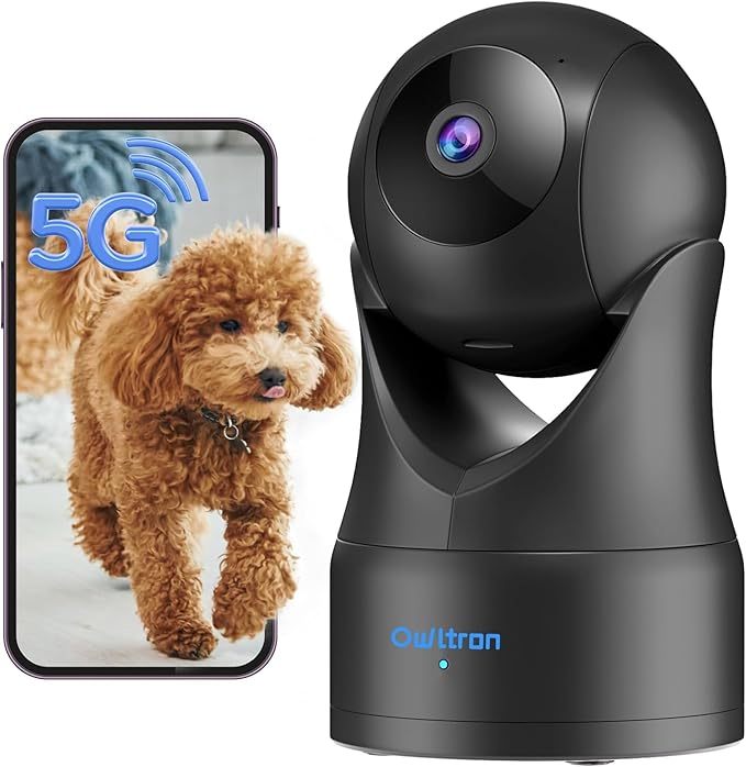 owltron Indoor Security Camera 5MP, 360 Cameras for Home Security with Motion Detection, 2.4G/5GHz WiFi Pet Cam with Night Vision & 2-Way Audio, Compatible with NVR/Alexa