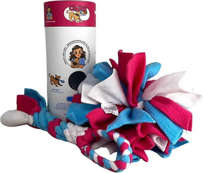 Chelsy's Toys 3-in-1 Enrichment Tube for Dogs - Tug Toy, Treat Dispenser & Snuffle Ball | Durable Rope Dog Toy | Interactive Dog Treat Puzzle for Large Dogs & Puppies (Blue)