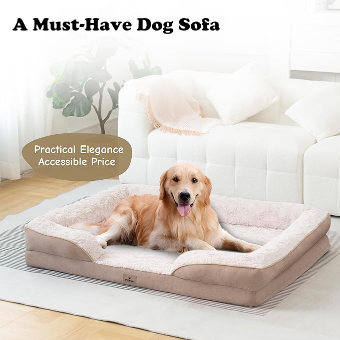 Orthopedic Dog Bed for Large Dogs - Big Washable Dog Sofa Beds Large, Supportive Foam Pet Couch Bed with Removable Washable Cover, Waterproof Lining and Nonskid Bottom