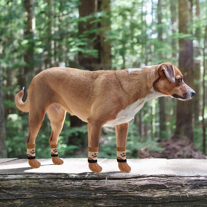 KOOLTAIL Dog Socks for Hot/Cold Pavement to Prevent Licking Paws Scratching,Anti Slip Pet Boots&Paw Protector for Hardwood Floors,Traction Control Grip Booties for Small Medium Large Senior Dogs M