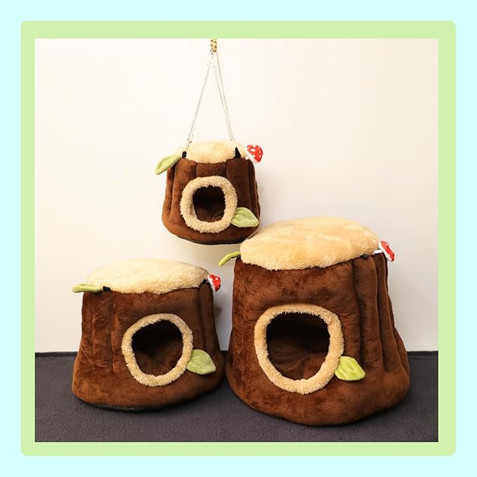 Guinea Pig Hideout Hamster Cage Accessories,Stump Style Soft Washable Hedgehog,Ferret,Rat Hammock for Cage,Chinchilla,Ferret, Bunny Bed,Small Animal Houses & Habitats(M)