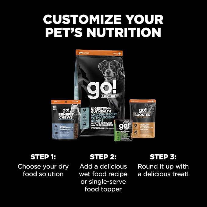 Go! Solutions Digestion + Gut Health, Dry Dog Food, Chicken Recipe with Ancient Grains, 22 lb Bag
