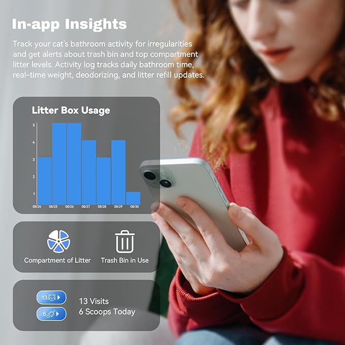 80L Auto Refill Self-Cleaning Litter Box AI Self-Refilling Robot Automatic for Multiple Cats(3-20lb) - Rake Design ScoopFree, Safety Sensors, Anti-Leakage, Odor Control, 5G WiFi App, XL