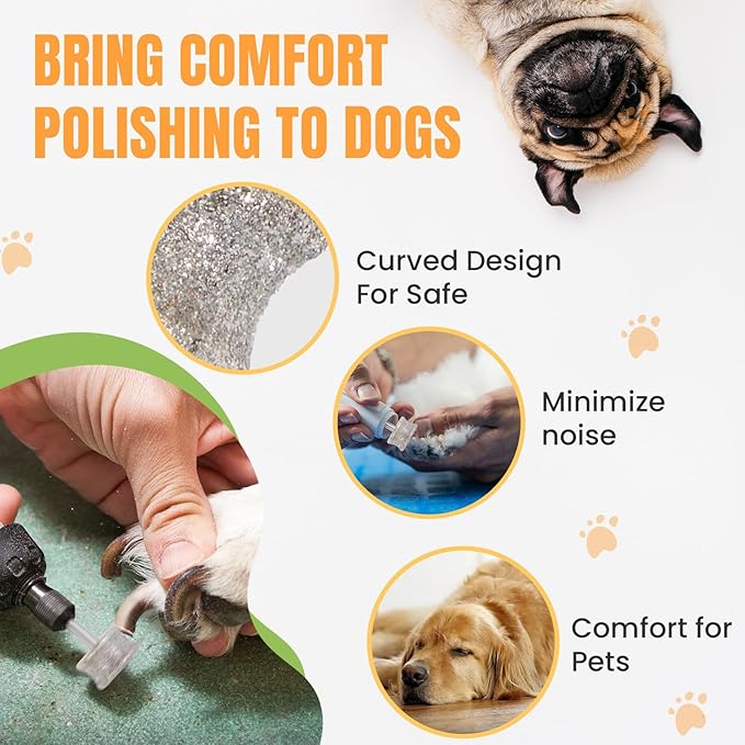 CAELUM Diamond-Coated Pet Nail Grinder Bit, 1/8” Shank for Dremel Nail Tools, Durable & Low-Noise Nail Trimmer for Dogs, Top & Side Grinding, Gentle, Precise Nail Grooming(80grit)