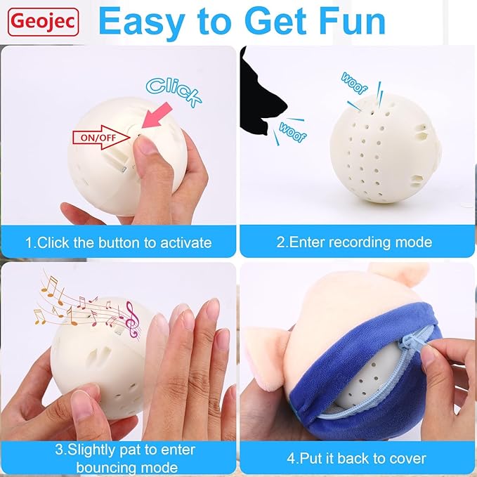 Interactive Dog Toys,Jumping Squeaky Dog Toys with Recording and Music Modes,Activated Dog Toy Moving Dog Toy for Small/Medium/Large Dogs to Keep Them Busy(Red Pig)