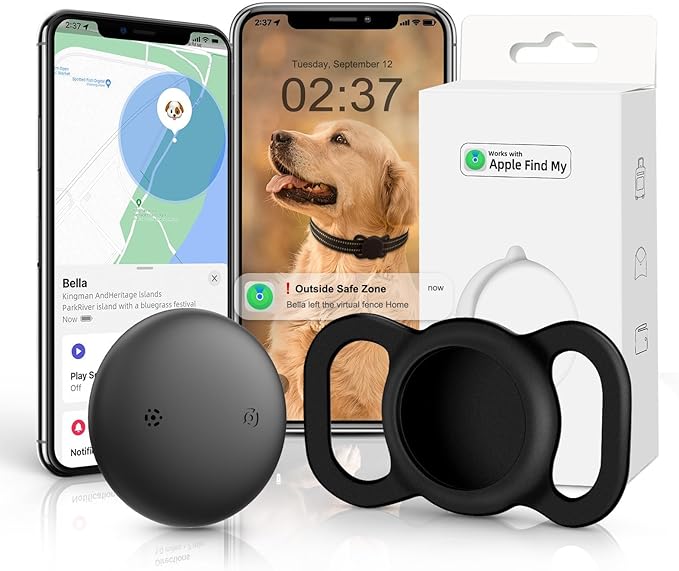 VB GPS Tracker for Dogs (1 Pack), Mini GPS Cat Tracker, Smart Pet Activity Tracker (iOS Only), No Monthly Fee, Compatible with Apple Find My, Anti-Lost, Finder Tag