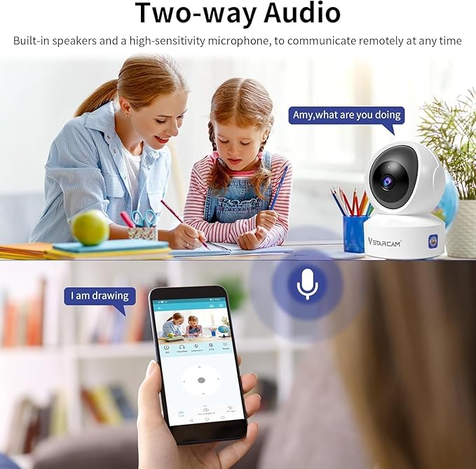 VSTARCAM 3MP Pet Camera Indoor with Phone App, 360° Indoor Security Camera with Color Night Vision, Motion Detection & 2-Way Audio, 24/7 SD & Cloud Storage,2.4GHz WiFi, in Plug 06