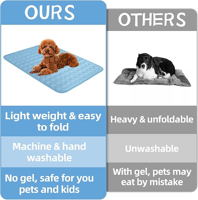 Dog Cooling Mat,2025 Upgrade Pet Cooling Mat for Dogs Cats,Summer Ice Silk Cool Mats & Sleeping Pad for Indoor or Outdoor,Perfect as Blanket for Kennel Sofa Bed Floor Car (Grey, Medium, 23.6"x19.3")
