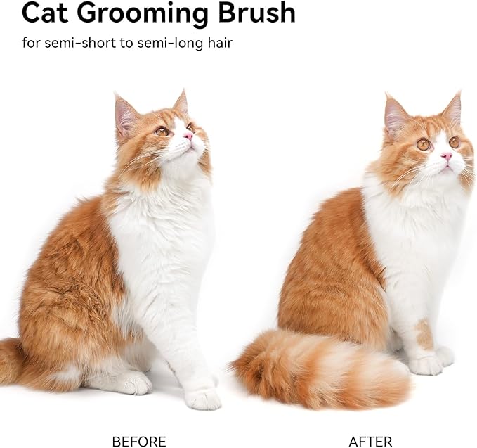 Aumuca Cat Brush for Shedding, Cat Brushes for Indoor Cats, Cat Brush for Long or Short Haired Cats, Cat Hair Brush Cat Grooming Deshedding Brush for Dog Kitten Horse Massage Removes Loose Fur, White