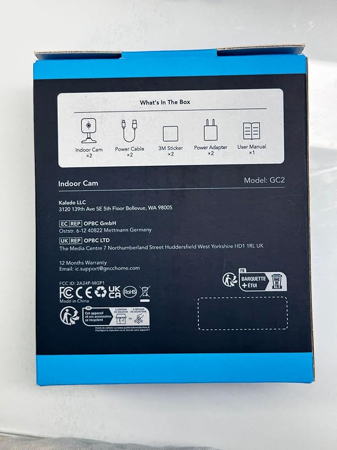 GNCC Indoor Security Camera, 2 Packs 1080PCameras for Home Security Wi-Fi Cameras, Motion/Sound Detection, Night Vision, 2-Way Audio, Real-Time Alert, Cloud & SD Card Storage, 2.4G WiFi Only