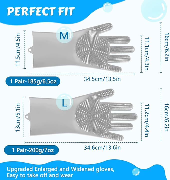 Pecute Pet Grooming Gloves: Heat-Resistant Silicone Gloves with High-Density Teeth for Enhanced Massaging and Bathing of Dogs and Cats