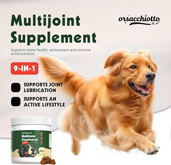 Premium Glucosamine for Dogs — Hip and Joint Care Chews (90 Chews) with MSM, Natural Chondroitin, Collagen, and Omega-3 — Relieve Hip and Joint Pain, Help Improve Mobility Orsacchiotto