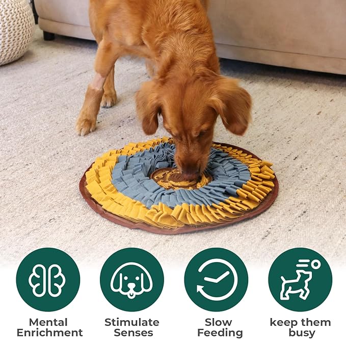 Cookie Snuffle Mat for Dogs, Medium Dog Snuffle Mat 18.9”x18.9”, Keep Them Busy Enrichment Tool & Slow Feeder, Multiple Types, Durable, Machine Washable, Ideal for All Breed Sizes