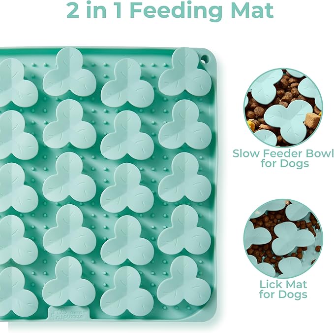 Snuffle Mat for Dogs, Lick Mat for Dogs to Slow Down Eating, Dog Puzzle Toys for Large and Medium Breed Dogs, Silicone Dog Bowls for Dry, Wet, Raw Food, Green