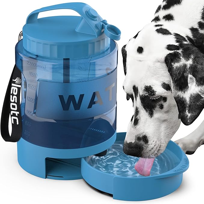 Dog Water Bowl Dispenser 77oz, Large Pet Dog Water Bottle Portable with Pull-Out Travel Water Bowl for Dogs, Portable Water Bowl for Dogs on The Go, Camping Essentials Hiking Traveling Accessories
