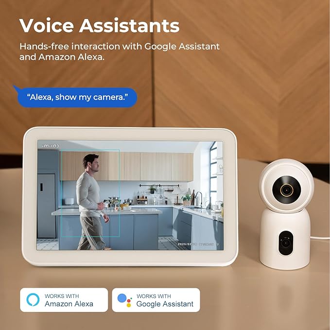 IMILAB C30 Dual Lens Security Camera Indoor, 3K+3K Baby Monitor 360° View Dog Camera w/Phone App, 5G WiFi Room Cam for Bedroom, Cry/Pet/Smoke/Fire Detection, Wall/Room Mount, Plug in, Easy Setup.