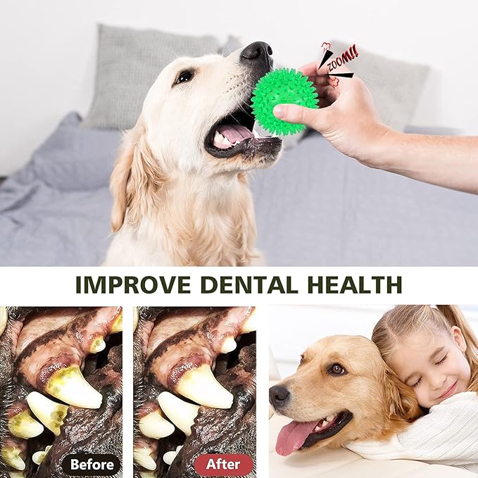 Petizer 3-Pack 3.5" Squeaky Dog Toy Balls - Floating Pool Balls, Spiky Interactive Fetch Toys for Puppy, Chew Toys - Safe, BPA Free