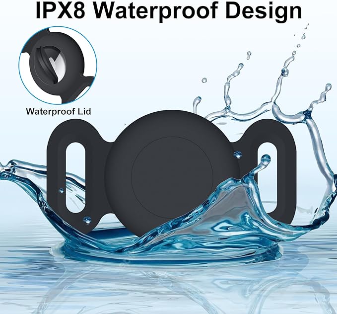 Dog Collar Holder Compatible with Airtag, 1 Pack Waterproof Full Body Covered Soft Silicone Case for Apple Air Tag Dog Collar GPS Pet Tracker