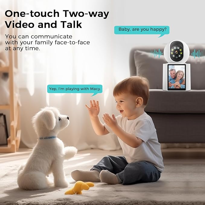 Video Call Security Camera, Indoor Camera for Home with App, 2K Full Color Night Vision, One-Click Call Two-Way Video, Ease to Set up, Motion Detection, Auto Tracking, Child Elder Dog Pet