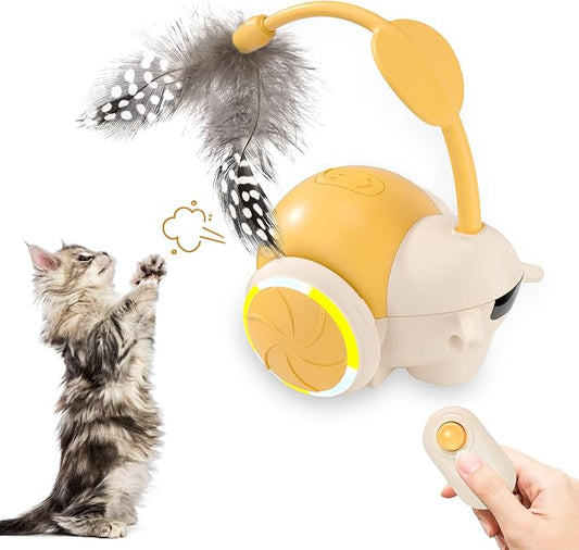 Cat Toys for Bored Indoor Adult Cats,Remote Control Cat Toy with 4 Directions,LED Lights Interactive Remote Control Dog Toy (Orange)