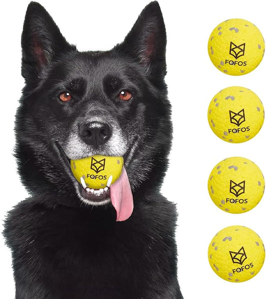 Dog Balls Chew Toys Tennis Ball for Aggressive Chewers Teething Molar Toys Water Toy Interactive Fetch Balls Gift Set for Large Medium Dog and Puppies (4 Pack, 2.75 inch)