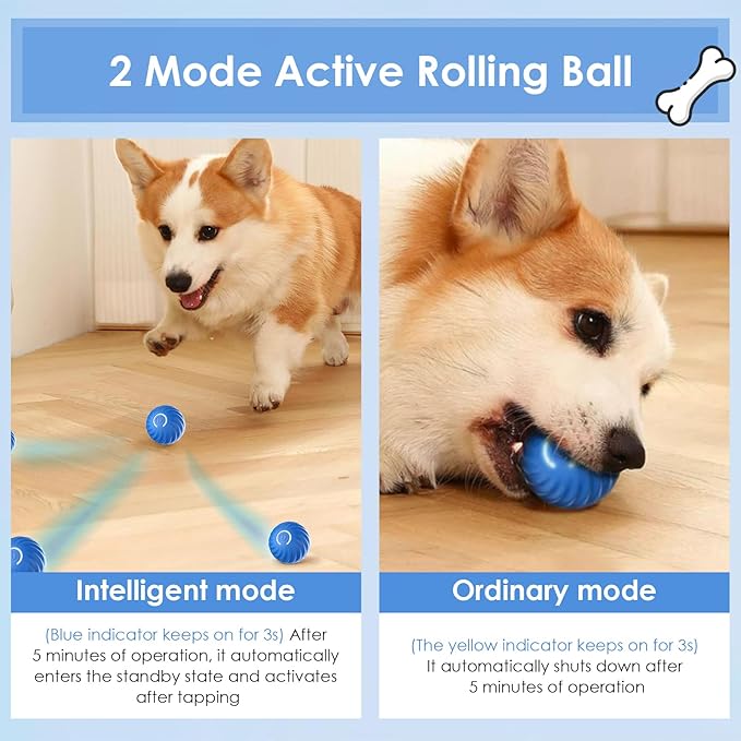 Interactive Dog Toy Ball - Automatic Moving, Bouncing, Rotating With USB Rechargeable - for Small/Medium/Large Dogs, Active Self Rolling Enrichment
