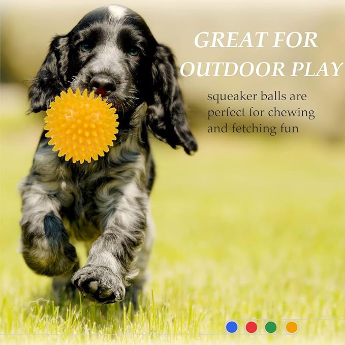 Dog Balls 4.5" Squeaky Dogs Ball for Large Spikey Dog Ball for Aggressive Chewers Heavy Duty Teething Medium Durable Dogs Balls (2 Pack)