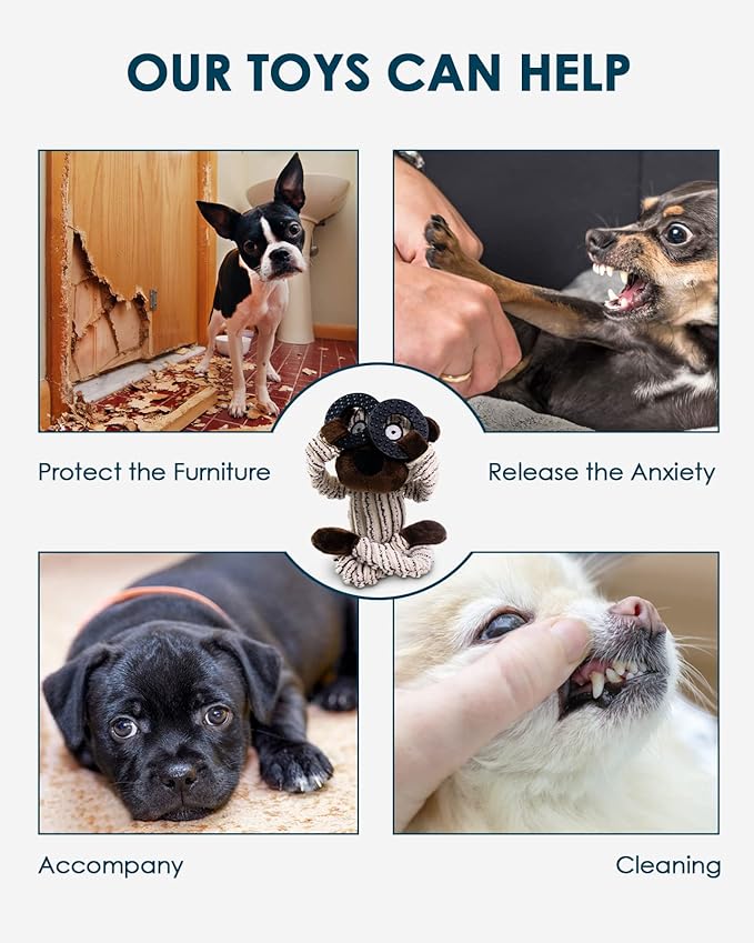 HGB Squeaky Puppy Toys, Plush Puppy Chew Toys for Teething, Dog Toys for Small Dogs, Small Dog Toys for Small Breed, Cute Bear Interactive Dog Toys for Pet Training and Entertaining