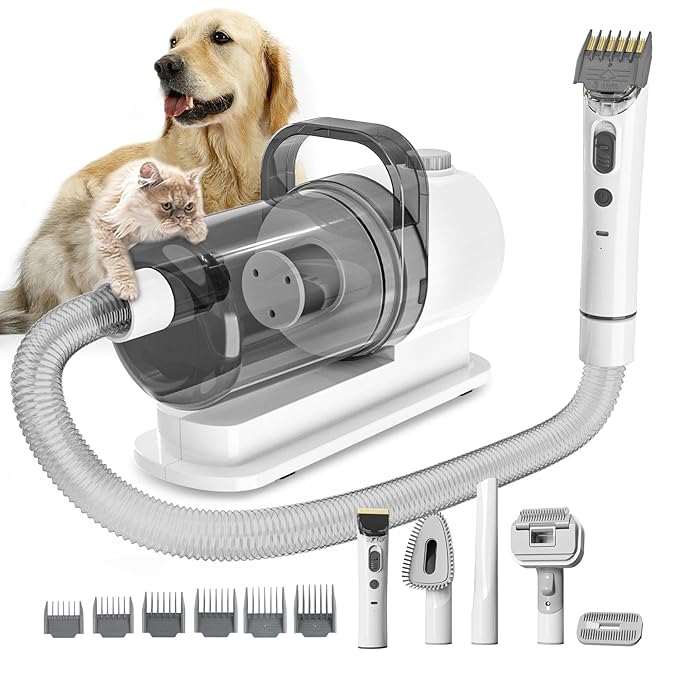 Dog Gromming Vacuum, Pet Grooming Kit with Pet Clipper, Dog Vacuum for Shedding Grooming, 2.5L 6-in-1 Low Noise Grooming Kit for Dogs Cats at Home