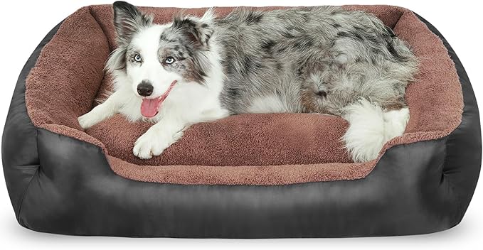 Large Dog Bed, Washable Pet Bed with Sides, Comfort Large Dog Couch with Non-Slip Bottom, Black