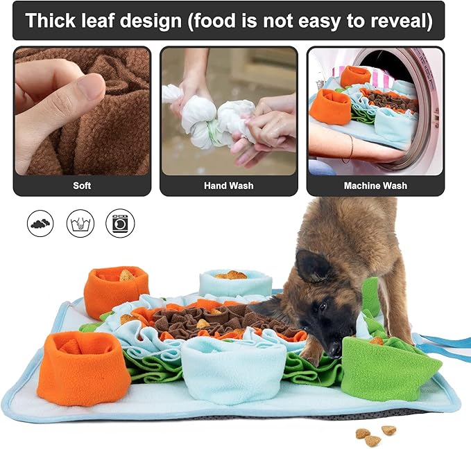 Snuffle Mat for Dog Puzzle Toys Interactive Pet Food Mat Cat Feeding with Fixing Handle Brain Stimulating Hand and Machine Washable Perfect for Any Breed