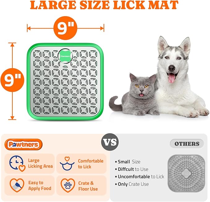 Lick Mat for Dogs: 2 Pack Stainless Steel Lick Mat for Cats, Crate Lick Mat for Dogs Large Breed, Dog Slow Feeder Mat for Bathing Grooming, Slow Feeding, Boredom & Anxiety Reducer, Green