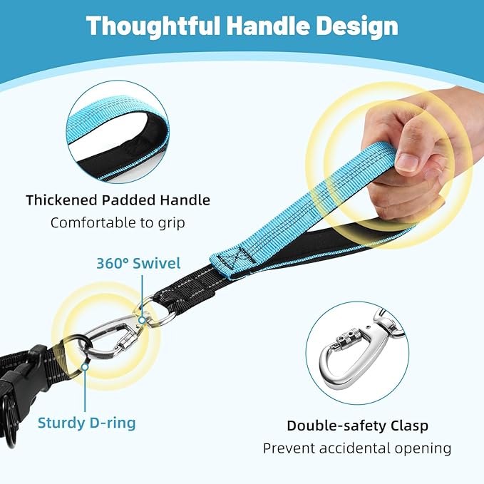 Hands Free Dog Leash, Shock Absorbing Waist Leash for Dog Walking, Jogging, Hiking, Adjustable Waist Belt with Fanny Pack & Handle, Reflective Pet Running Belt for Small, Medium, Large Dogs