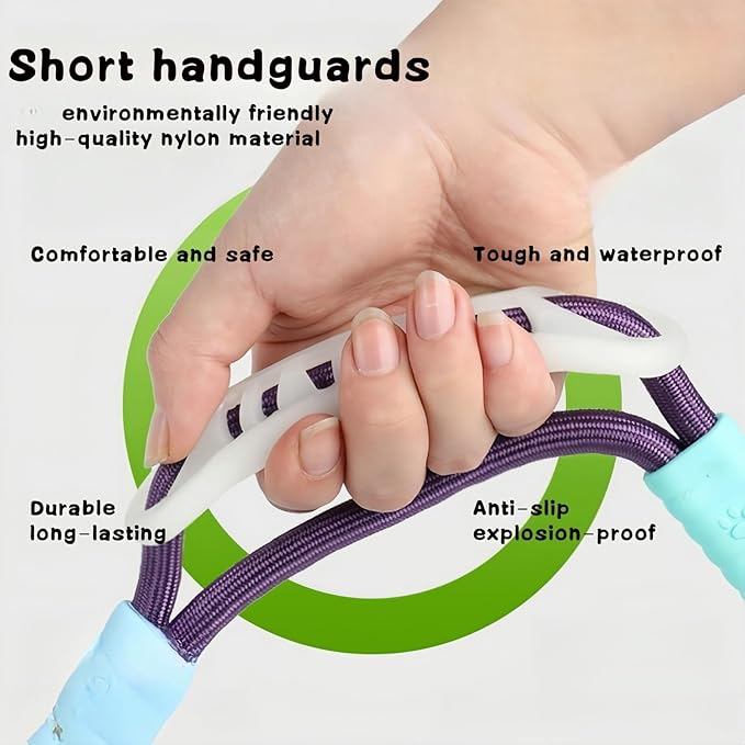 Hands Free Dog Leash Dual Handle, Wearable Leashes for Dog, Padded Waist Belts and Rotating Metal Clip, 6.5 FT for Small Medium Large Dogs (18+ lbs) Walking Training Running (Purple Green)