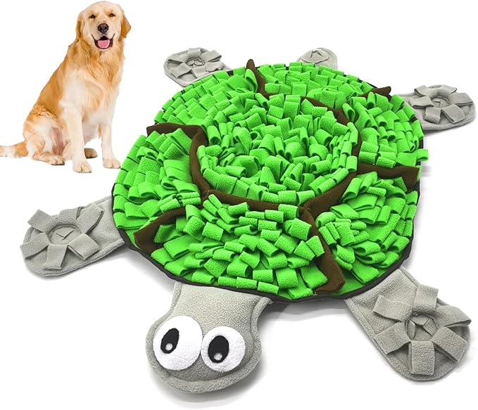 Snuffle Mat for Dogs, Tortoise-Themed Slow Feeder for Small/Middle/Large Breed, Durable Washable Portable Pet Feeding Mat, Nose Work Training Pad, Anxiety Relief & Mental Stimulation(M, Green)