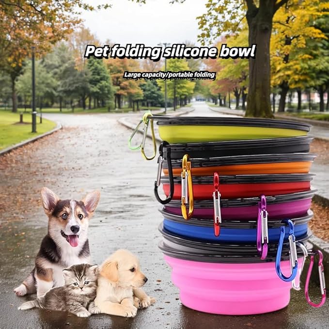 Large Collapsible Dog Bowl for Traveling Hinking Camping,2-Pack Portable Silicone Bowls with2 Sizes(34oz+12oz),Foldable Bowl with Slow Feeding Function