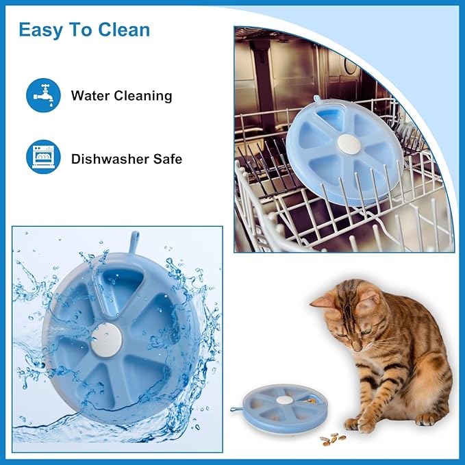 Interactvie Cat Treat Toys, Food Puzzle, Maze Feeder Toys for Indoor Cats and Kittens (Blue)