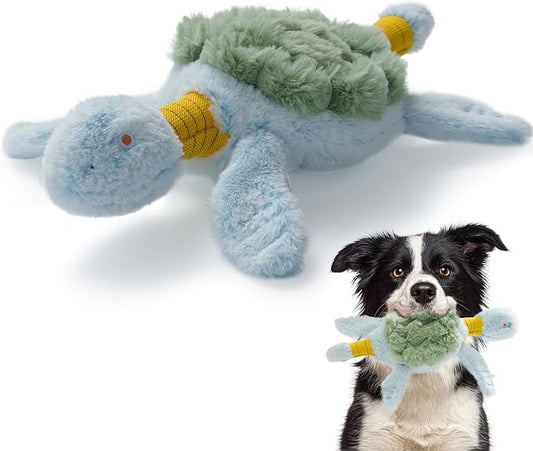 Turtle Squeaky Dog Toy - New 2025 Indestructible Tug of War Crinkle Dog Toy for Aggressive Chewers, Tough Large Breed Interactive Trianing Fun to Keep Them Busy