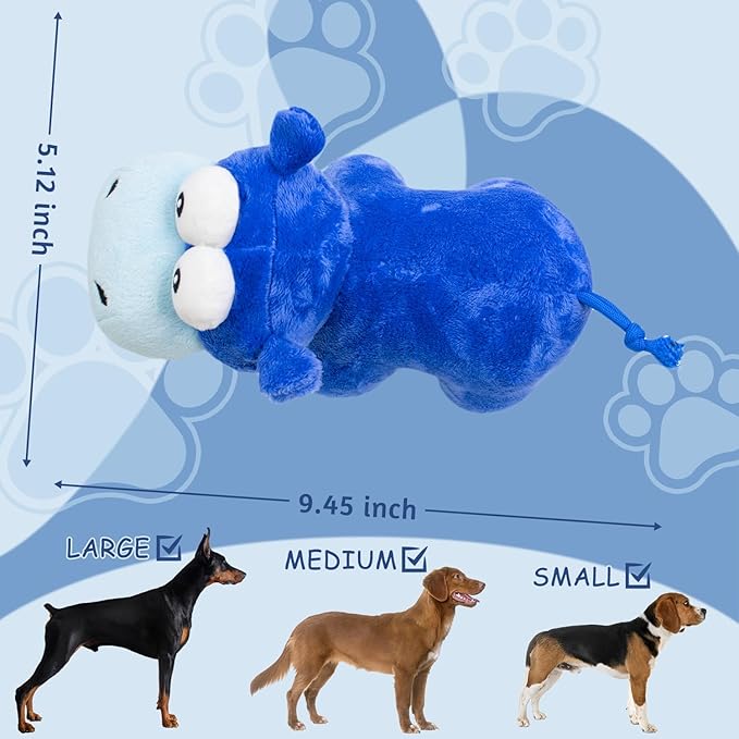 Squeaky Dog Toy Cute Plush Dog Toys Safe Puppy Teething Chewing for Small, Medium, and Large Breed Stuffed Hours of Fun ๐๐ฎ๐๐๐ฅ๐ ๐๐ฎ๐๐๐ฒ ๐๐จ๐ซ pups-Hippo