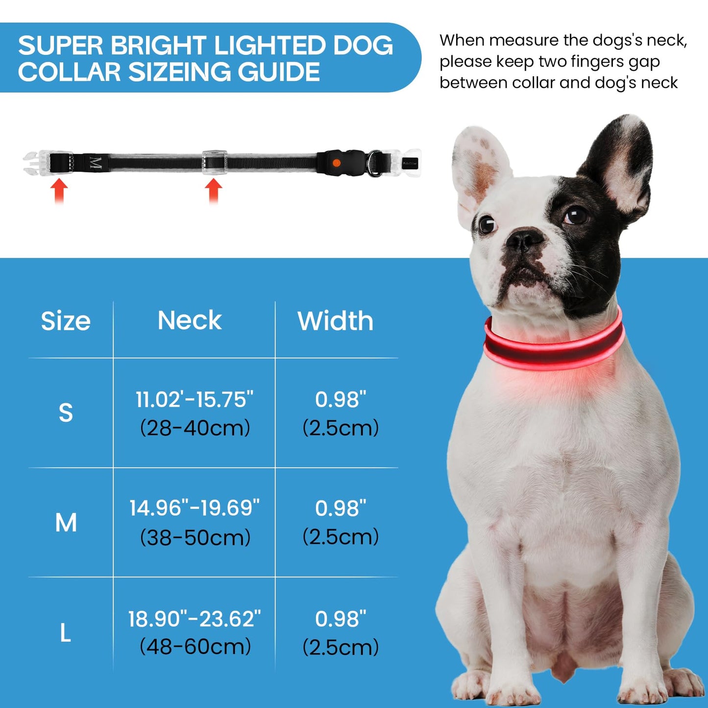 PcEoTllar Light up Dog Collars Rechargeable, LED Dog Collar Night Walking, Waterproof Flashing Glow in The Dark Dog Collars, Adjustable Dog Lights for Large Small Medium Dogs Red-s