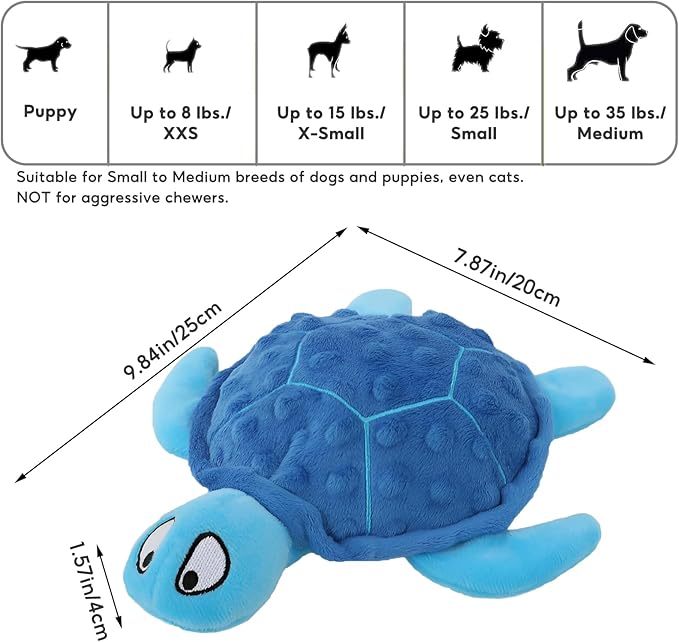 Adpartner Crinkle Dog Toys, 2 Pack Stuffed Turtle Dog Toys Squeaky Plush Dog Toy to Keep Them Busy, Interactive Dog Squeaky Toys for Small to Medium Dogs Teething Training Reduce Boredom