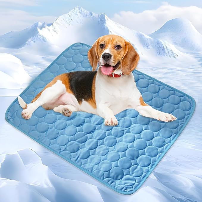 Kittra Dog Cooling Mat,Washable Portable Coolings Pad for Pet Dogs & Cats Sleeping Mat for Indoor & Outdoor Use, Keep Cooling for Pets(Blue,27.6" L x 21.7" W)