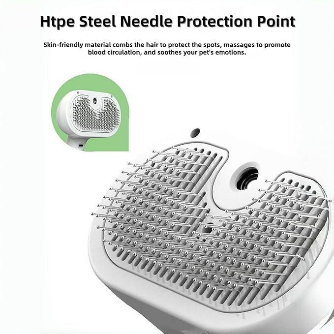 Cat Steam Brush for Indoor Cats - 3 in 1 Steam Brush for Cats with Mist Spray, Self Cleaning & Pet Hair Removal, Gentle Cat Grooming Tool for Shedding (White)