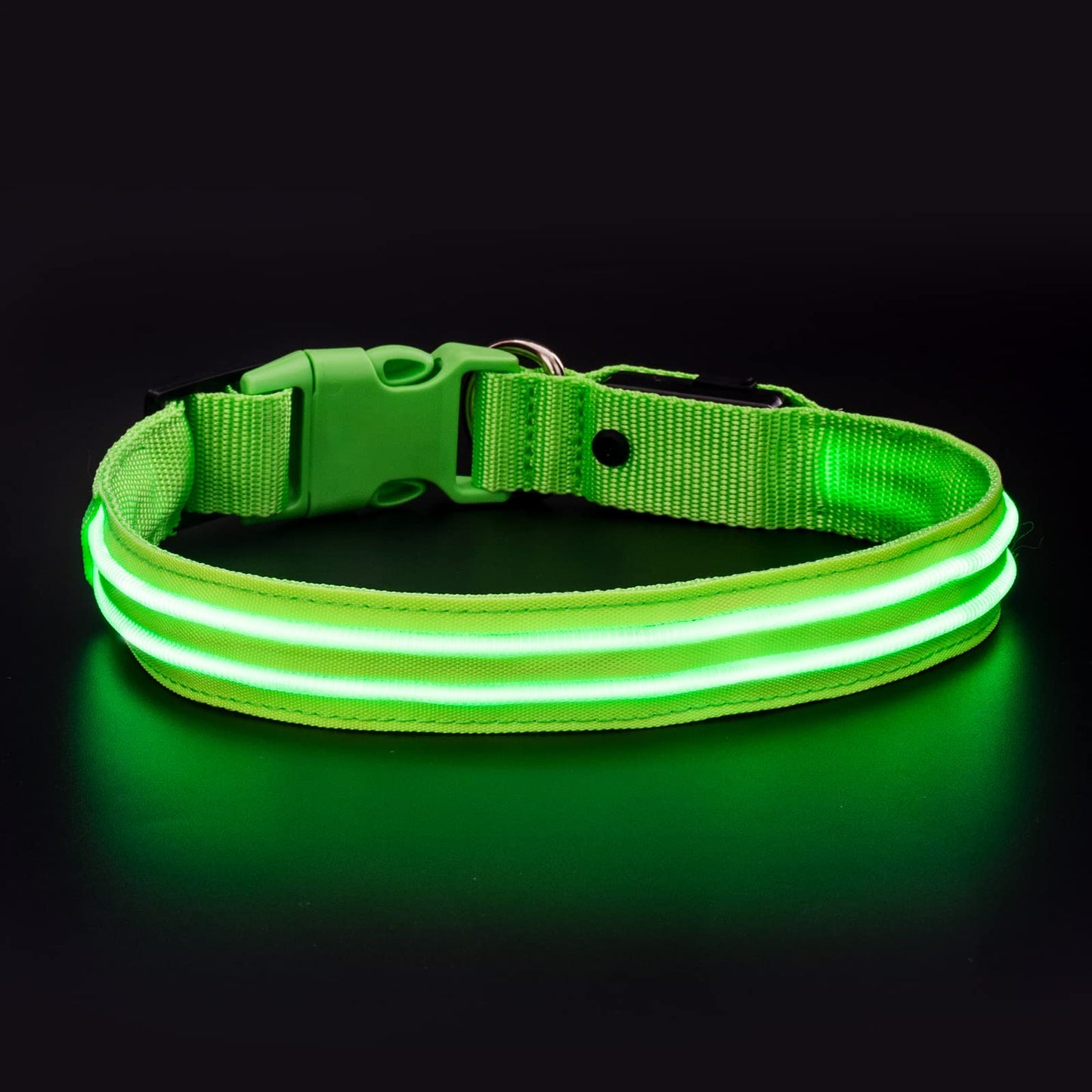 Geekman LED Dog Collar, LED Glow Collar with USB Rechargeable, Comfortable Adjustable Soft Mesh Safety Dog Collar for Dogs(Large, Green)